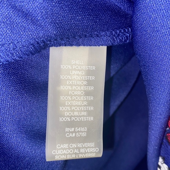 NWT! CALVIN KLEIN Blue, Red, White, and Black Ruffle Hem Floral Dress - Size 14 - Picture 4 of 11